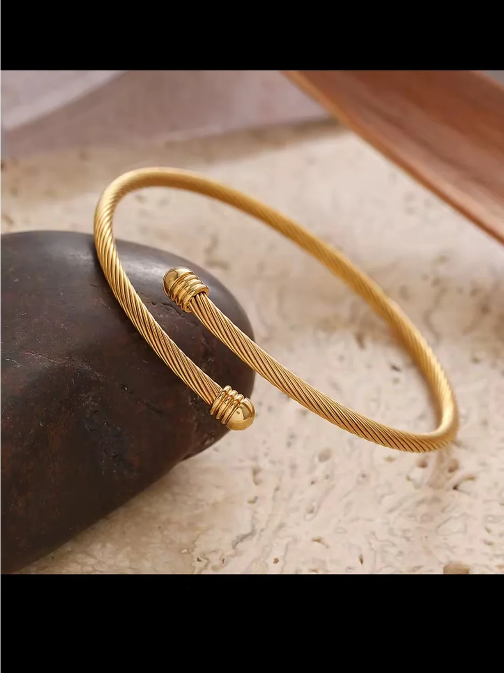Women’s Gold-Tone Twisted Cable Open Cuff Bracelet